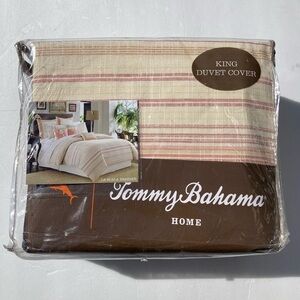 Tommy Bahama Home Duvet Cover La Scala Breezer‎ Papaya 92” L x 107” W Cotton New